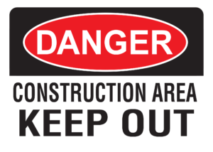 10x14 Plastic Sign Danger Construction Area
