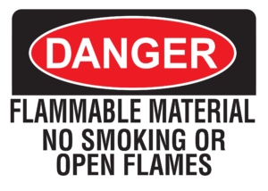 10x14 Plastic Sign Danger Flammable Material
