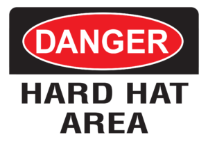 10x14 Plastic Sign Danger Hard Hat Area