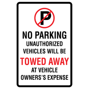 Stock Signs - No Parking Tow Away