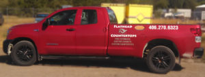 4 West Cabinetry & Flathead Countertops Vehicle Lettering.