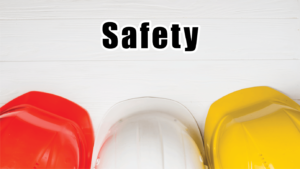 hard hats on a board
